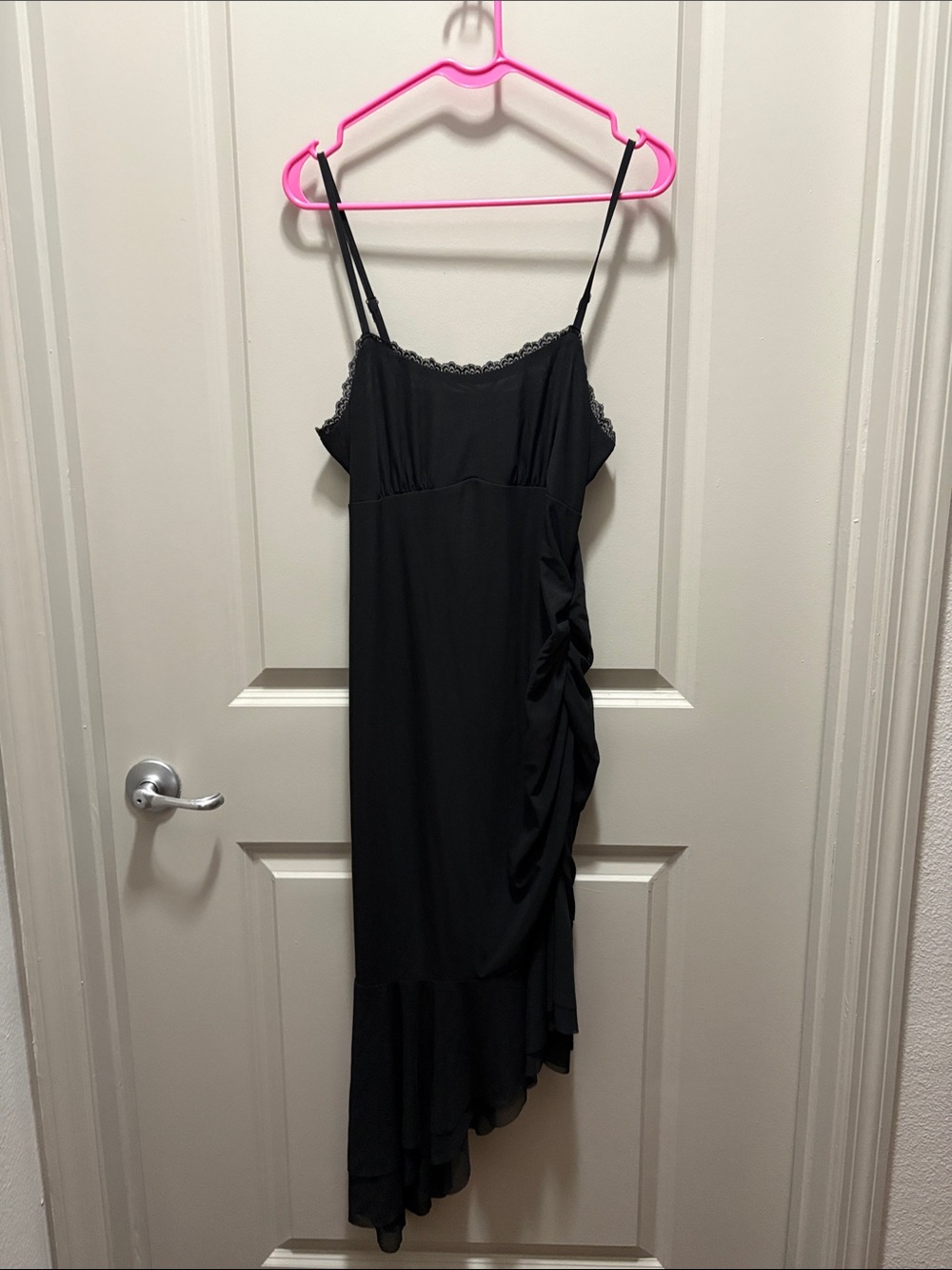 wild fable Black Asymmetrical Slip Dress with Ruching